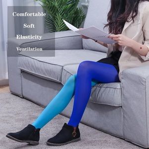 NWT two color turquoise blue stockings one hue each leg fun tights thick tights